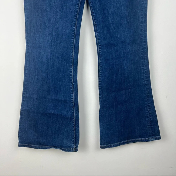 Vintage Y2K Seven7 Flare Wide Leg Jeans Mid Rise Dark Wash Size 10 Boho Hippie - Picture 6 of 13